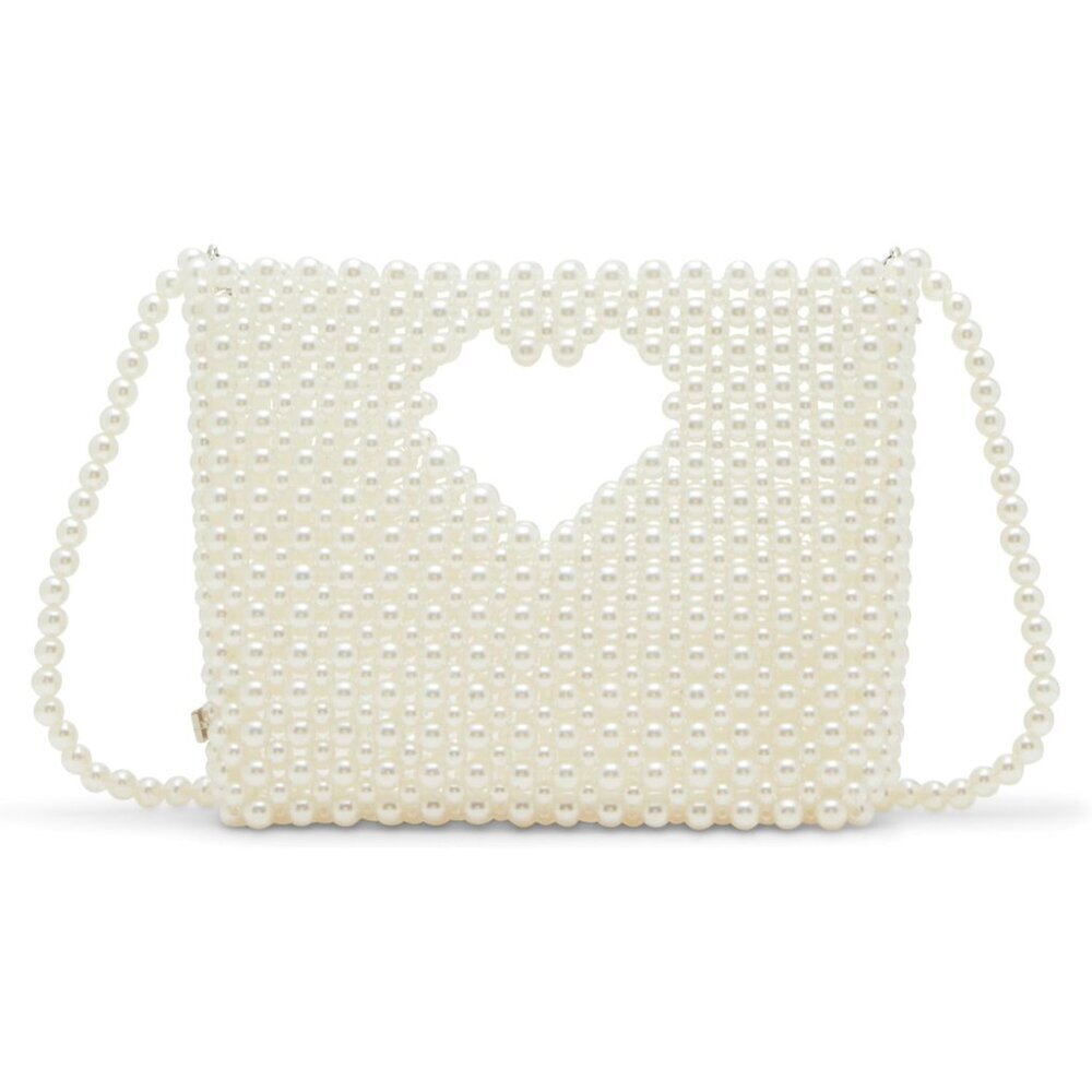 Pearl Top Handle Crossbody Bag Womens Faux Pearls Magnetic Closure